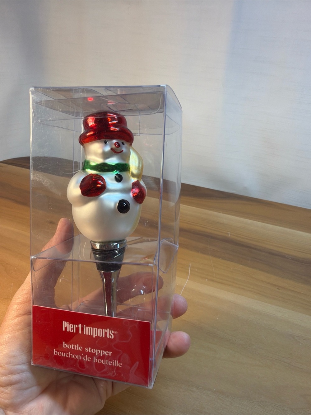 New Pier 1 Imports Christmas Snowman Wine Bottle Stopper Night Bar Decor